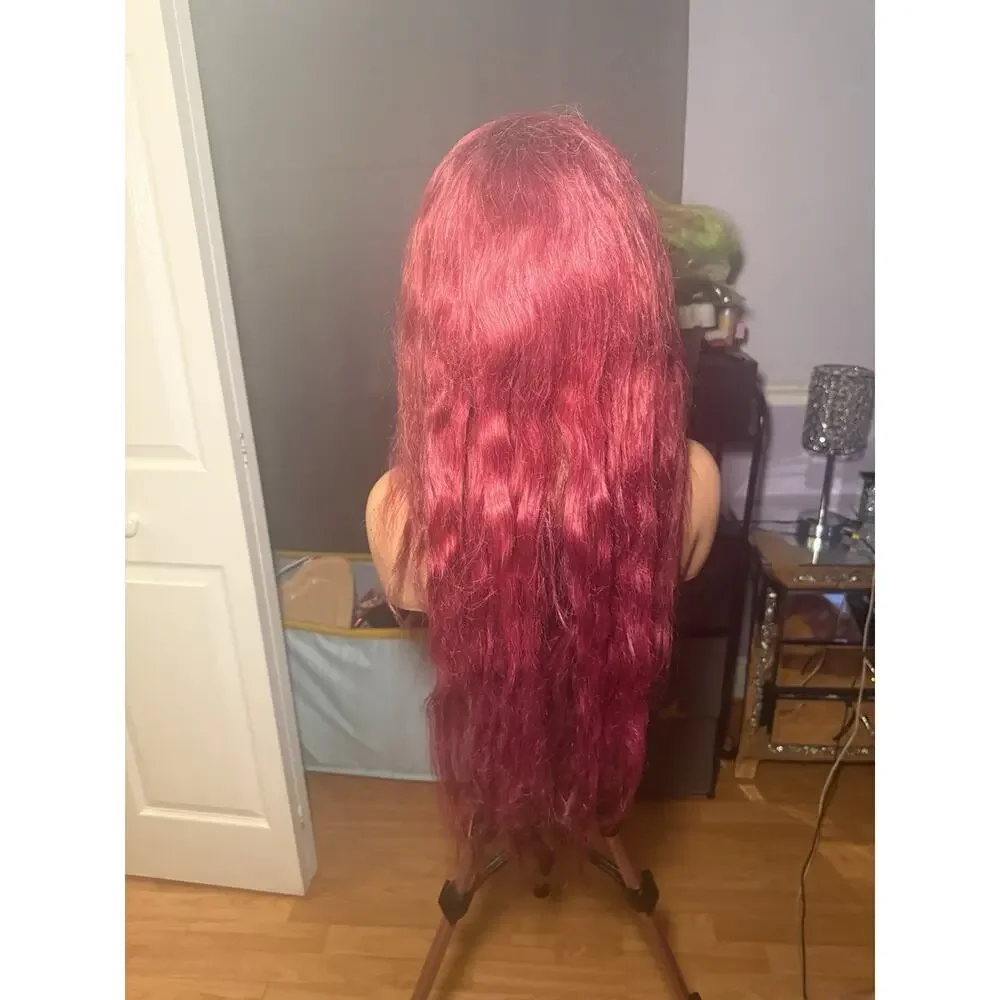 Human Hair 13x6 Lace Front Wig – Burgundy/Red
